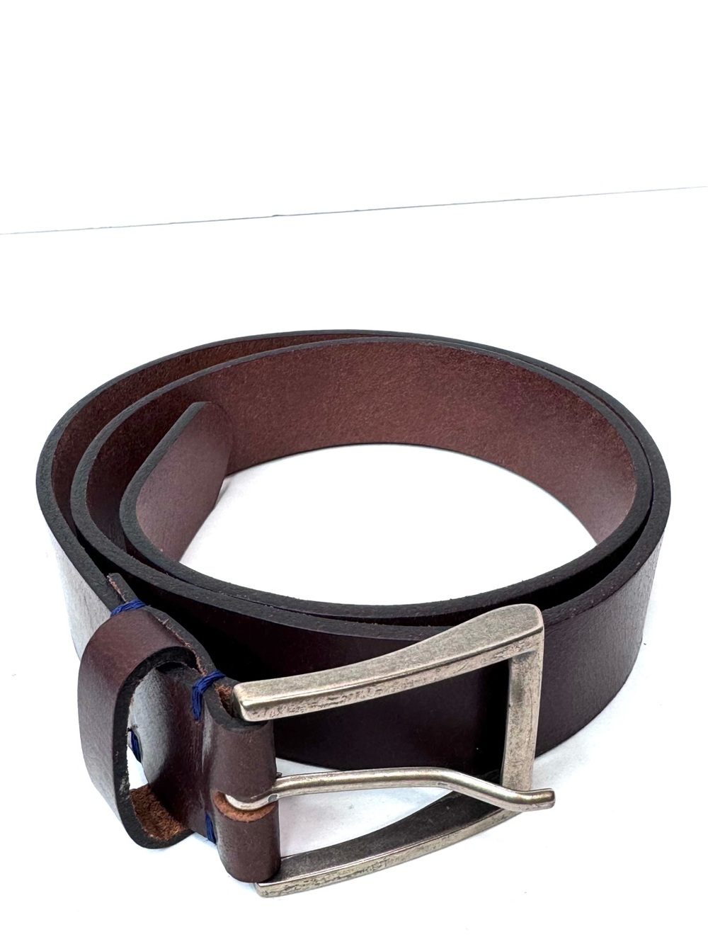 New Genuine Italian Leather Belt Made in Italy Brown Antique Brass Buckle Siz 32
